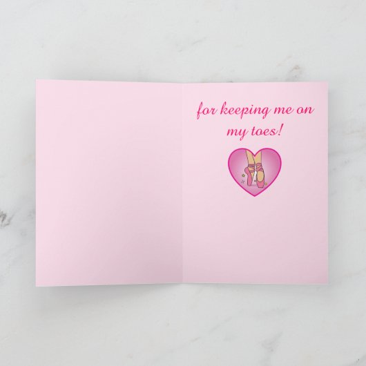 Dank aan mijn dansleraar: Balletschoenen Bedankkaart (Binnen)