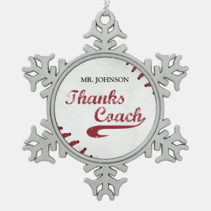 Dank Baseball Coach Grote Grunge Honkbal Tin Sneeuwvlok Ornament