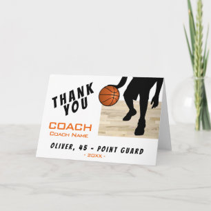 Dank coach basketbalspeler silhouet kaart