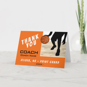 Dank coach basketbalspeler silhouet kaart