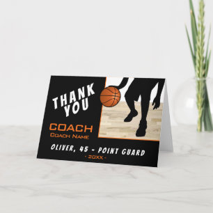 Dank coach basketbalspeler silhouet kaart