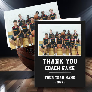 Dank coach grote kaart teamnaam foto
