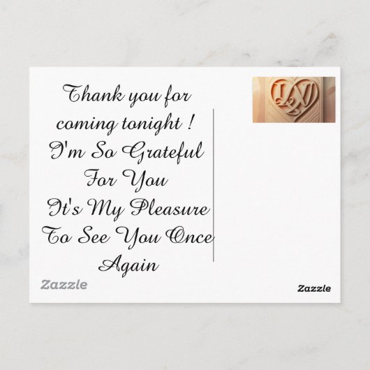 Dank dat u gekomen bent  briefkaart (Achterkant)