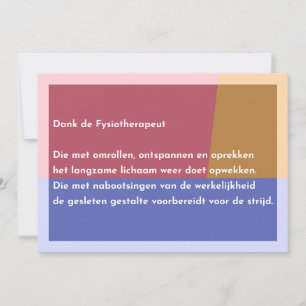 Dank de Fysiotherapeut Bedankkaart