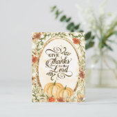 Dank de Heer Kerstbloemen & Pompoenen Briefkaart (Staand voorkant)