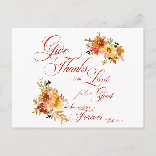 Dank de Heer waterverf herfst bloem Briefkaart (Voorkant)