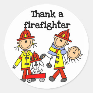 Dank een brandweerman Tshirts en geschenken Ronde Sticker