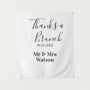 Dank een brunch na de bruiloft naam datum eenvoudi wandkleed