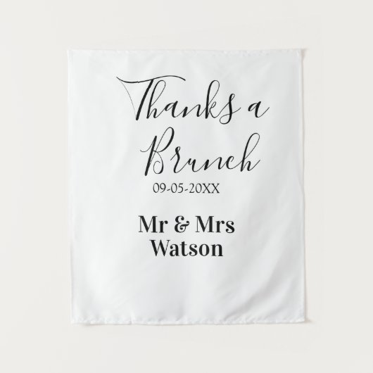 Dank een brunch na de bruiloft naam datum eenvoudi wandkleed (Voorkant)