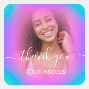 Dank Foto Neon Holografisch Roze Bridal Sweet16th Vierkante Sticker