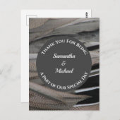 Dank Gray Feather Dank je Bruiloft Gast Briefkaart (Voorkant / Achterkant)