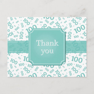 Dank je 100ste Nummer Patroon Teal/Wit Briefkaart