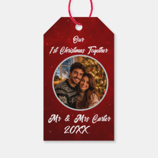 Dank Je 1e Kerst Samen Koppel Jaar Foto Cadeaulabel