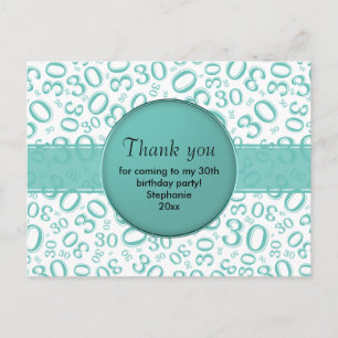 Dank je 30 Willekeurig getallenpatroon Turquoise/W Briefkaart