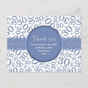Dank Je 30 Willekeurig Nummer Patroon Blauw/Wit Briefkaart