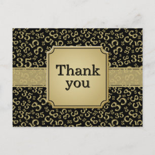 Dank je 35 Nummer Patroon Zwart/Goud Briefkaart
