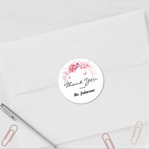 Dank je, 3,8 cm Roze Afgunst of Bruiloftsgeschenk Ronde Sticker