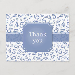 Dank je 45 Nummer Patroon Blauw/Wit Postkaart