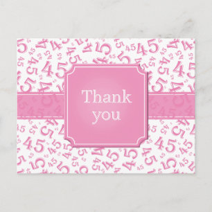 Dank je 45 Nummer Patroon Roze/Wit Postkaart