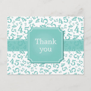 Dank je 45 Nummer Patroon Turquoise/Wit Briefkaart