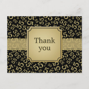 Dank je 55 Nummer Patroon Zwart/Goud Briefkaart