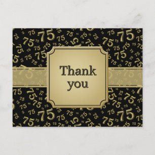 Dank Je 75 Nummer Patroon Goud/Zwart Briefkaart