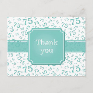Dank je 75 Nummer Patroon Teal/Wit Briefkaart