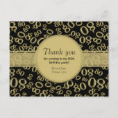Dank je: 80ste Goud/Zwarte Verjaardags Nummer Patr Briefkaart (Voorkant)