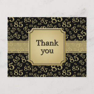 Dank Je 85 Nummer Patroon Zwart/Goud Briefkaart