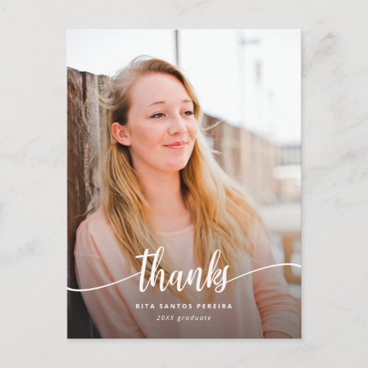 Dank je Afstuderen Modern Foto Afgestudeerde Bedan Briefkaart (Voorkant)