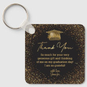 dank je afstuderen zwarte goudglitters luxe sleutelhanger (Voorkant)