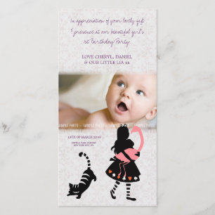 Dank je Alice in Wonderland Baby Fotokaart Bedankkaart