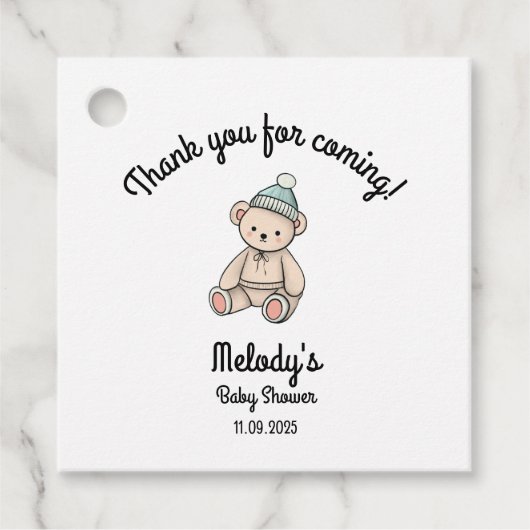 Dank je, Baby Boy Teddy Bedankjes Labels (Voorkant)