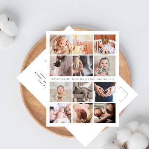 Dank Je Baby Shower Minimalistisch 12 Foto Collage Briefkaart