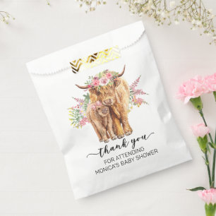 Dank je Baby Shower Schotse Koe Roze Bedankzakje