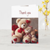 Dank je Bedankt Schattig Knuffelen Teddy Liefde Ha Kaart (Gele Bloem)