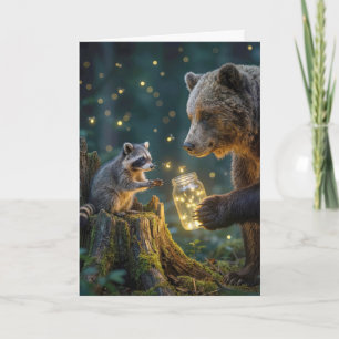 Dank je Beer met Wasbeer en Vuurvliegjes Kaart