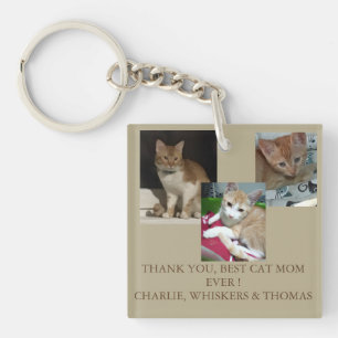 Dank je, beste kattencatmoeder, foto en naam aanpa sleutelhanger