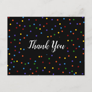 Dank je Black Rainbow Polka Dot Briefkaart