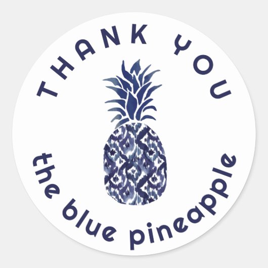 dank je blauwe ananas logo ronde sticker (Voorkant)