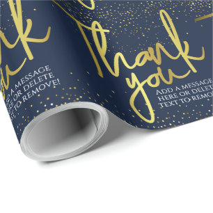 Dank Je Blauwe Goud Typografie Cadeaupapier