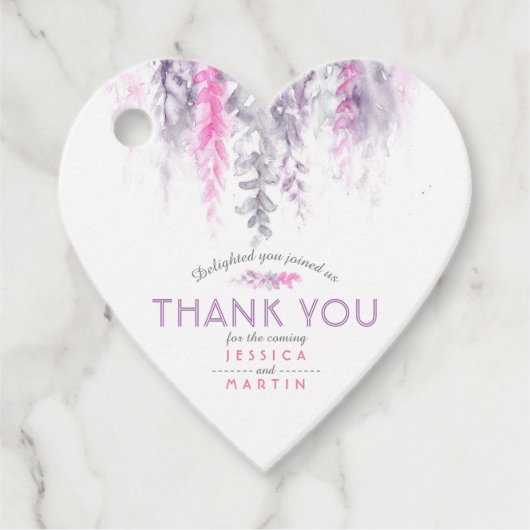 Dank je bloem abstracte trouw evenement roze indig bedankjes labels (Voorkant)