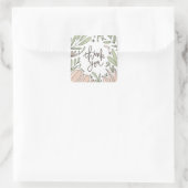 Dank je bloemen vierkante sticker (Tas)