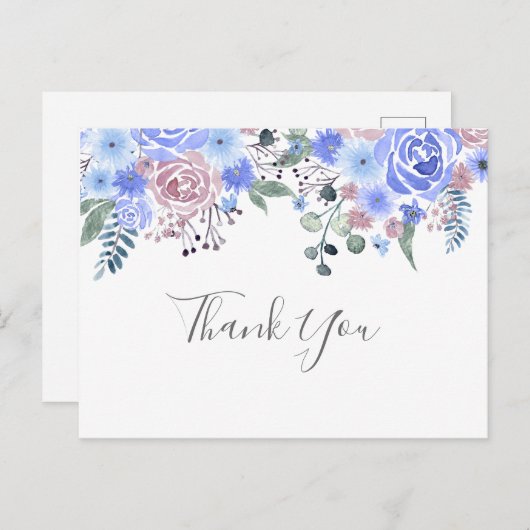 Dank je Blue Briefkaart (Voorkant / Achterkant)