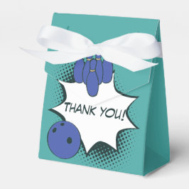 Dank je! Bowling verjaardagsfeestje in blauw-groen Bedankdoosjes