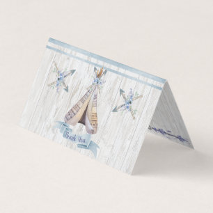 Dank je   Boy Baby Blue Shower Boho Chic Teepee Visitekaartjes