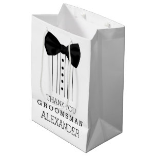 Dank je bruidsjonker Zwarde vlinderdas Tuxedo over Medium Cadeauzakje