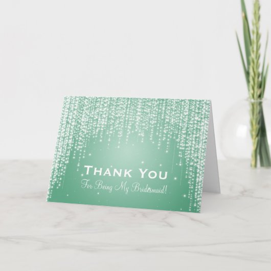 Dank je bruidsmeisje Nacht Dazzle Mint Groen Bedankkaart (Voorkant)