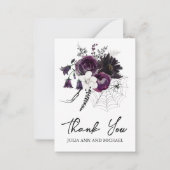 Dank je Bruiloft Halloween Bloemen Paars Pruim Notitiekaartje (Voorkant)