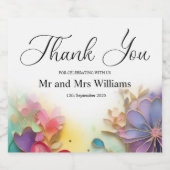 Dank je bruiloft sparkling wijnetiket (Enkel label)